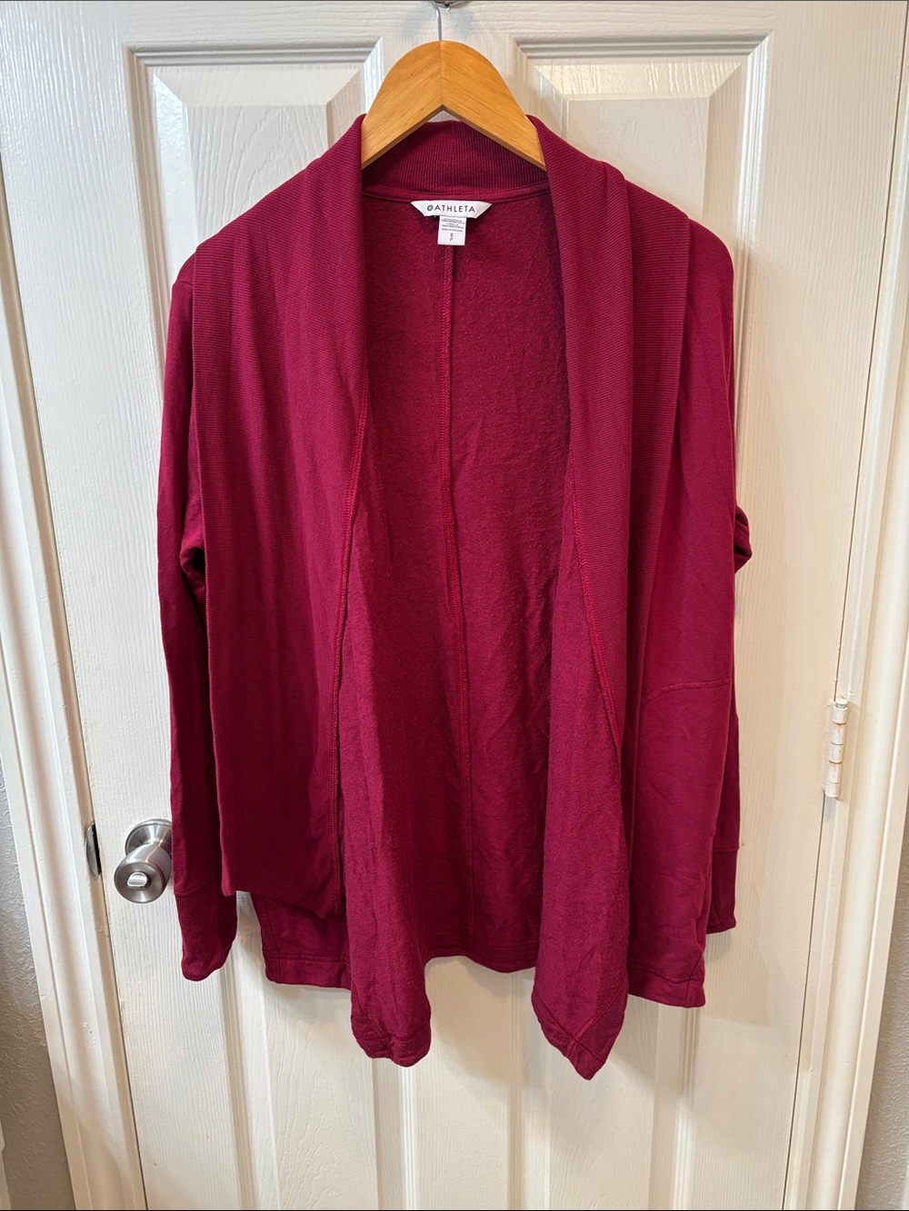 Athleta Open-Front Draped Cardigan Dark Red Size small